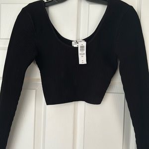 NWT Sculpt Knit Squareneck Cropped Longsleeve